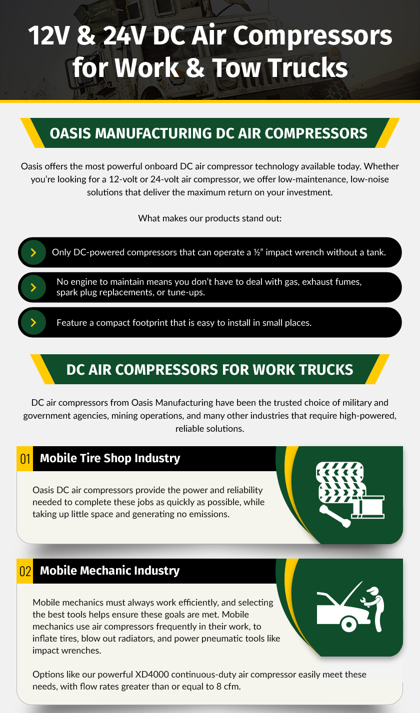 12V & 24V DC Air Compressors for Work & Tow Trucks